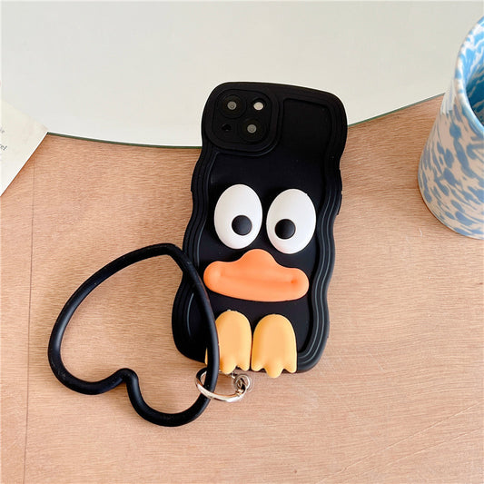 Wavy pattern duck silicone phone case