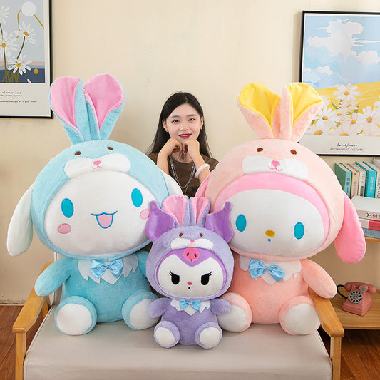 New Kuromi Plush Toy Rabbit Ears Melody Doll Cute Cinnamon Dog Doll Pillow Rag Doll Gift