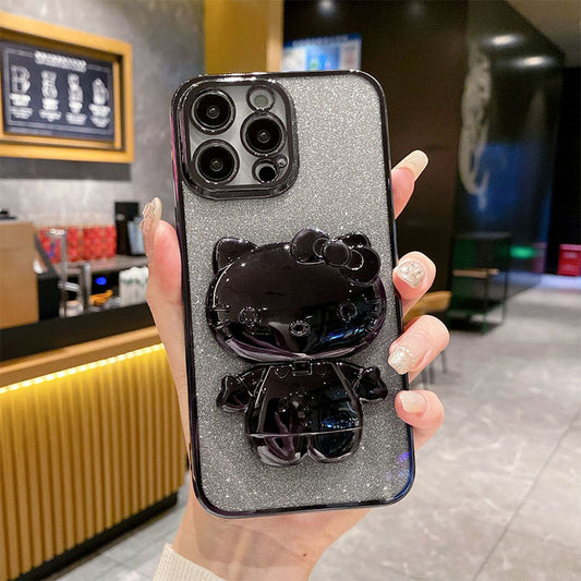 Gradient Glitter Cat Mirror Silicone Phone Case