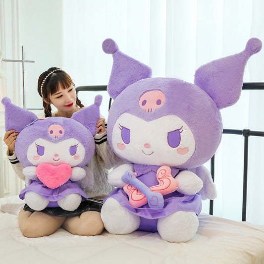 New cute Cupid Kuromi doll with heart Melody plush toy big doll as a gift for girls